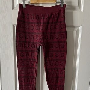 Maroon penguin Patterned Leggings